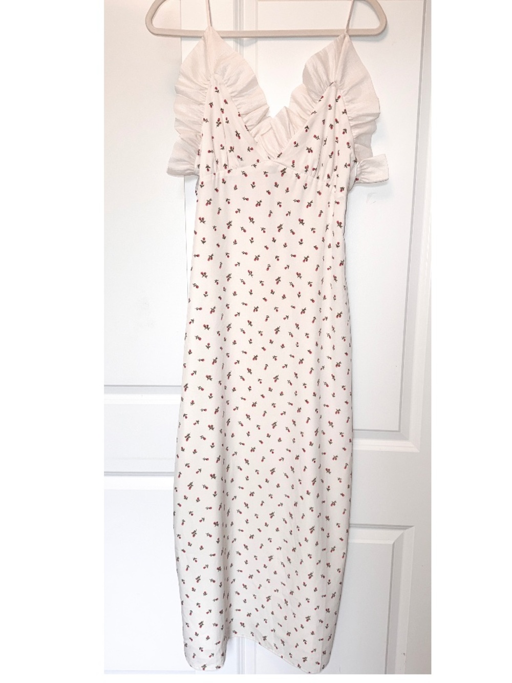 Sister Jane Rose Ruffle Dress Spaghetti Strap Midi sz M - Picture 2 of 7